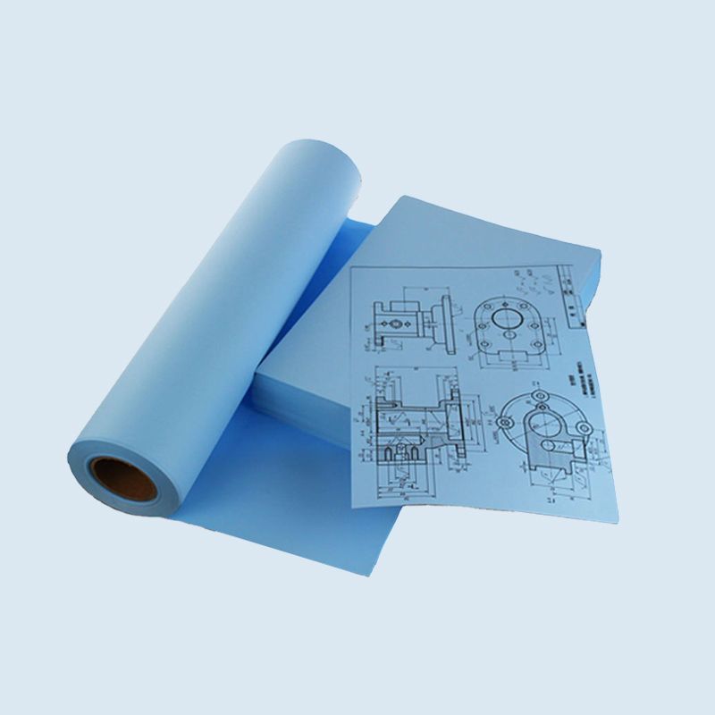 Lång lagringstid, mörkblå enkelsidig CAD-plotterpappersrulle 80g 1070mm*100m